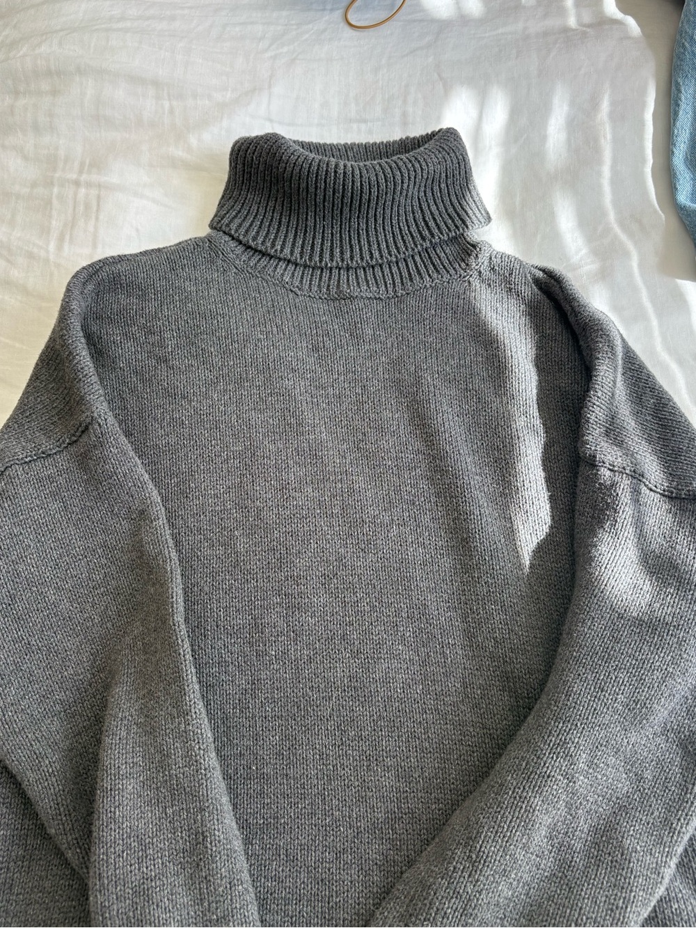 Madewell Gray Ribbed Turtleneck Sweater